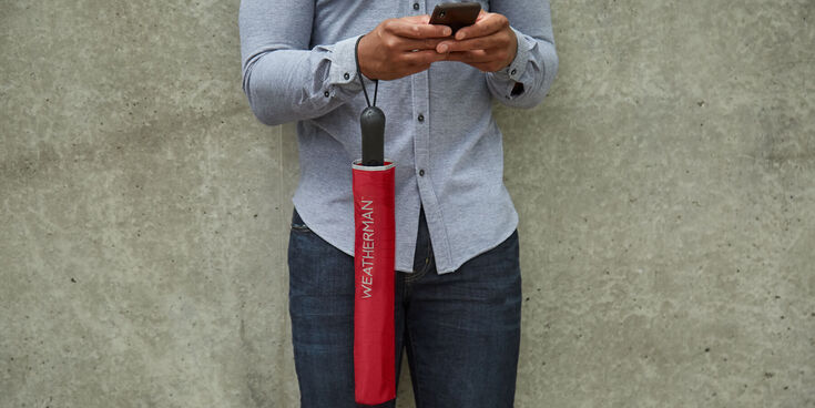 Collapsible Umbrella, Red, hi-res