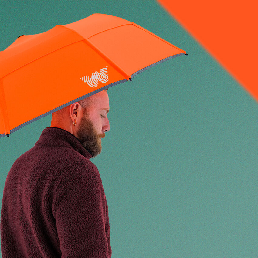 Collapsible Umbrella, Neon Orange, hi-res