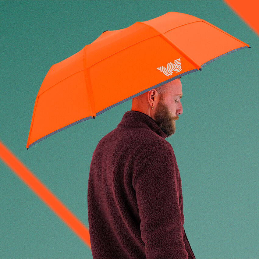 Collapsible Umbrella, Neon Orange, medium